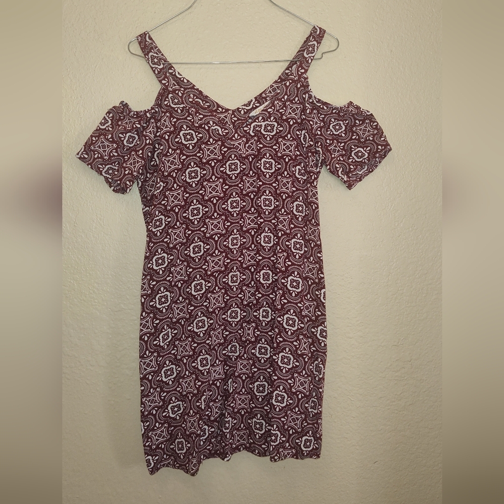 All For Color Burgundy and White Mini Dress
